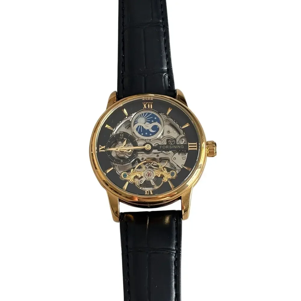Forsining Automatic Mechanical Black Leather Watch